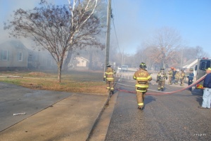 Firefighters respond to the scene.