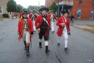 British reenactors march through Halifax during 2015&#039;s Muster Days.