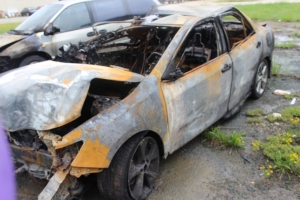 The vehicle after becoming engulfed.