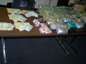 Cash and drugs seized this morning.