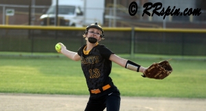 Cassidy Dickens on the mound for the Lady Jackets